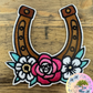 Horseshoe Floral Embroidered Hat Patch