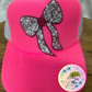 Rhinestone Bow Silver & Black w clear back Hat Patch