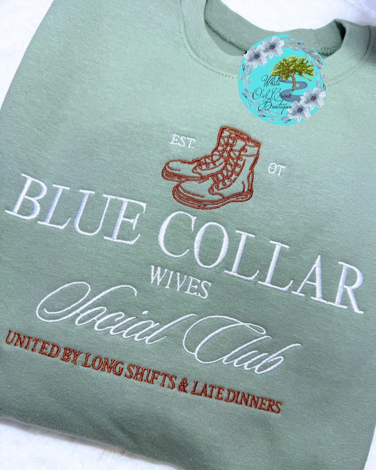 Blue Collar Wives Social Club Embroidered Sweatshirt