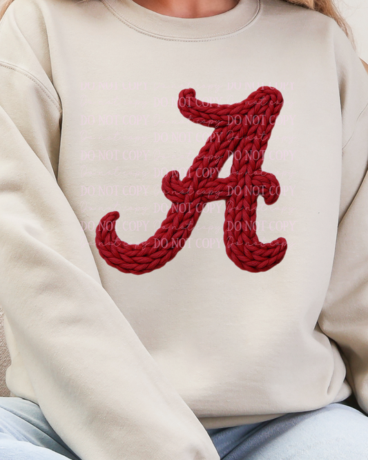 DTF Transfer Alabama A Faux Yarn