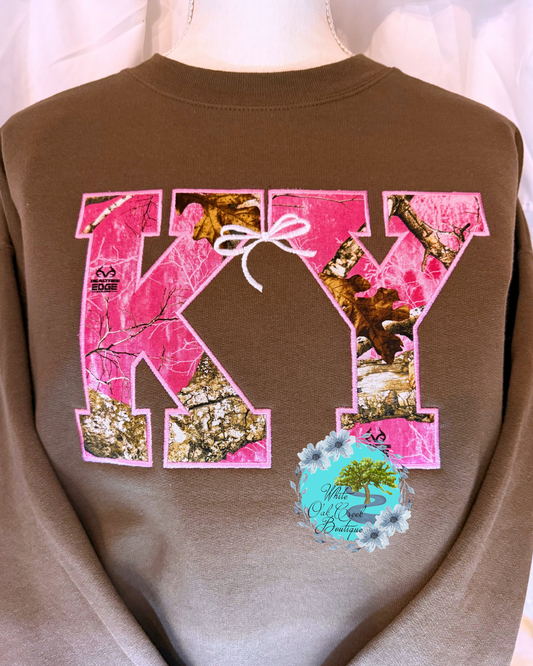 Pink Camo Appliqué Sweatshirt