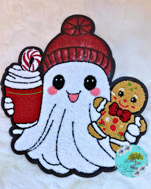 Christmas Ghost 11” Iron-On Patch DIY