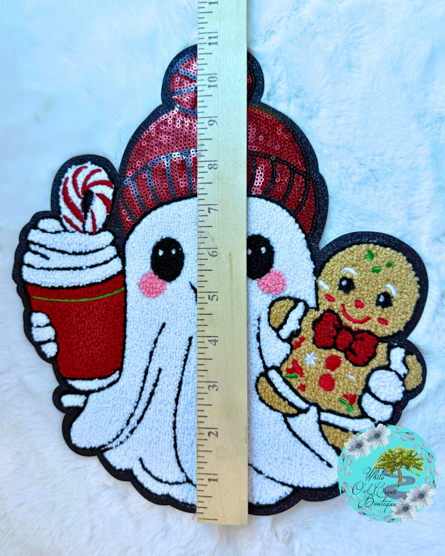 Christmas Ghost 11” Iron-On Patch DIY