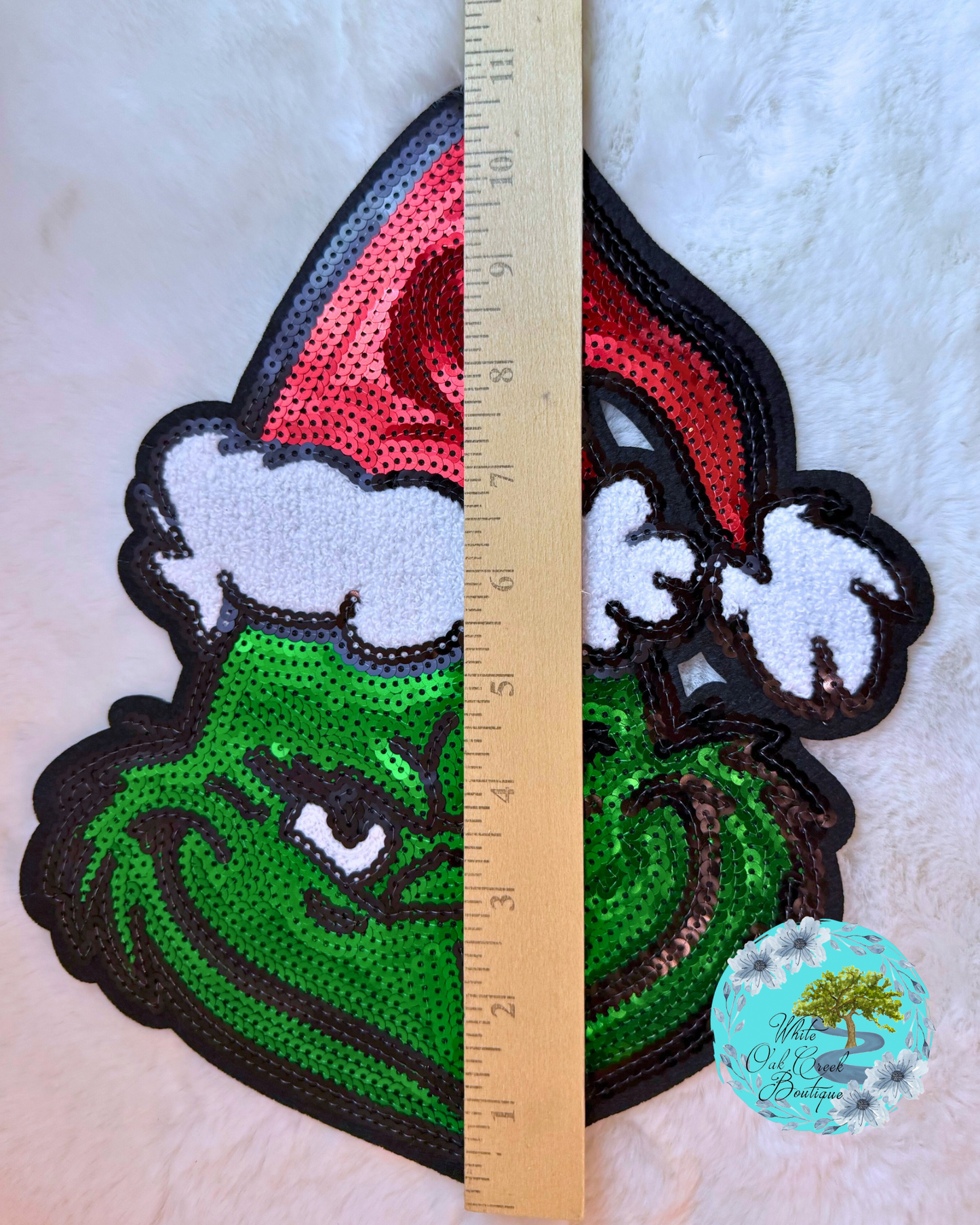 Grinch Sequin 11” Iron-On Patch DIY