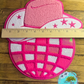 Large 10” Chenille Pink Cowboy Hat Sequin Disco Ball Patch DIY Iron On