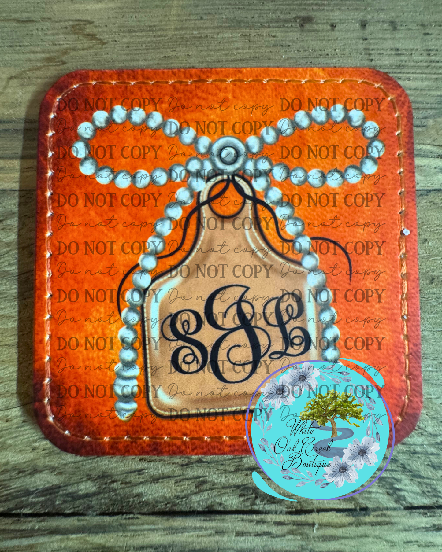Cow Tag Monogram Personalized Faux Leather Hat Patch