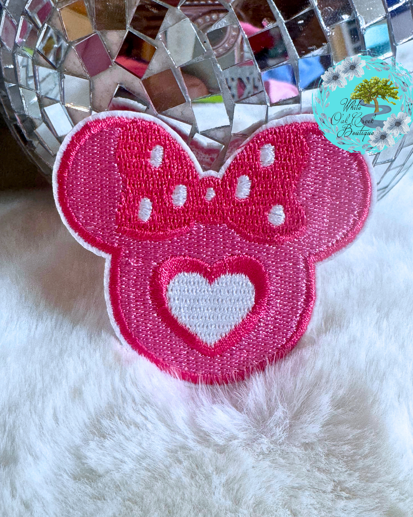 Pink Mouse 2.75” Embroidered Trucker Hat Patch