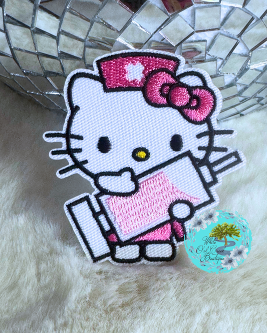 HK Kitty Nurse 2.6”Embroidered Trucker Hat Patch
