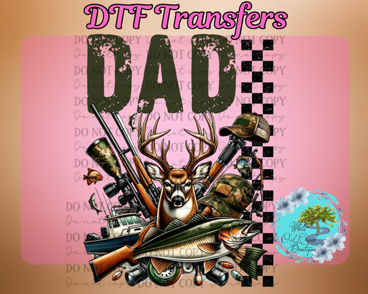 DTF Transfer Dad Hunting Fishing