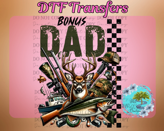DTF Transfer Bonus Dad Hunting Fishing
