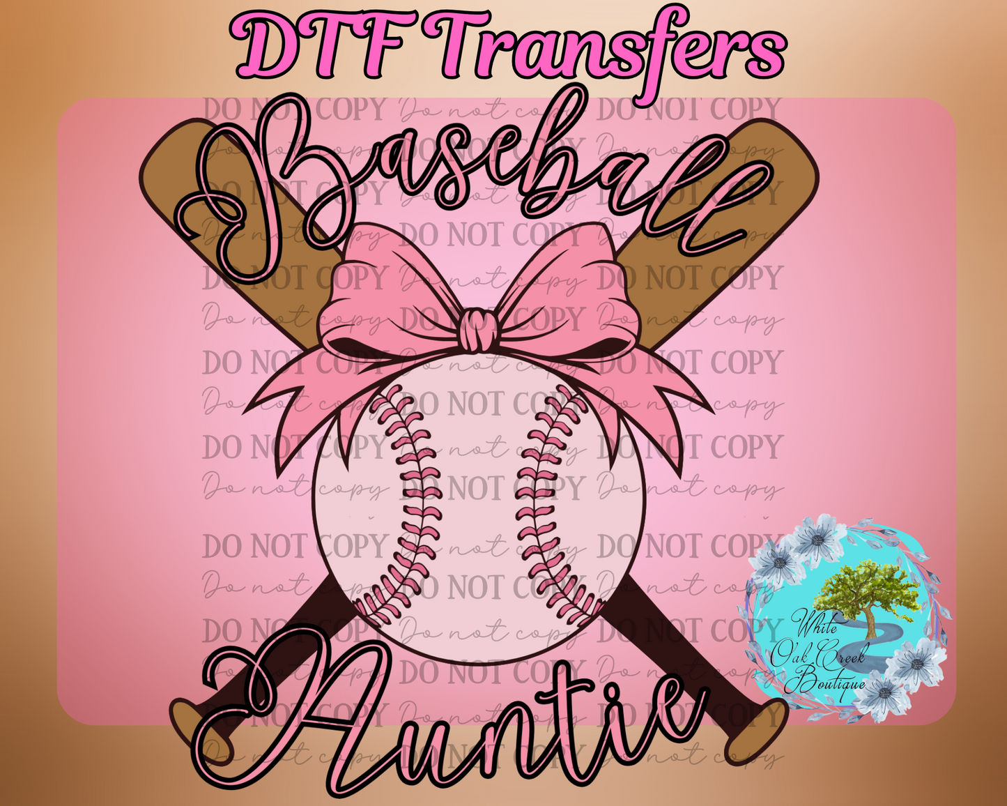 DTF Transfer Baseball Auntie