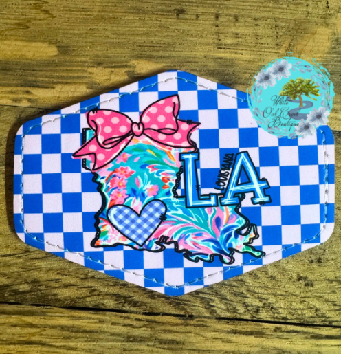 Louisana Pink Bow Leather Trucker Hat Patch