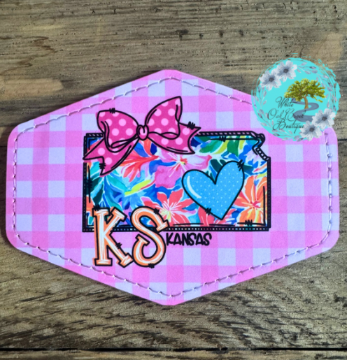 Kansas Pink Bow Leather Trucker Hat Patch