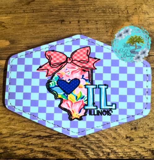 Illinois Pink Bow Leather Trucker Hat Patch