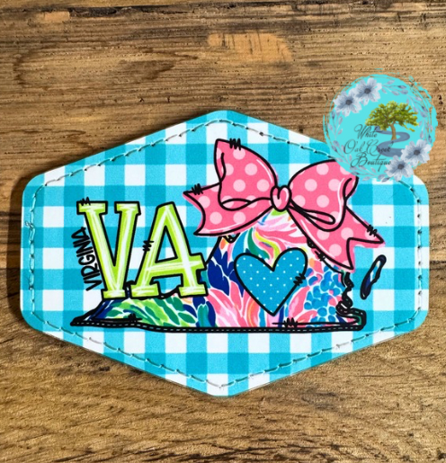 Virginia Pink Bow Leather Trucker Hat Patch