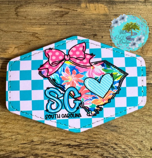 South Carolina Pink Bow Leather Trucker Hat Patch