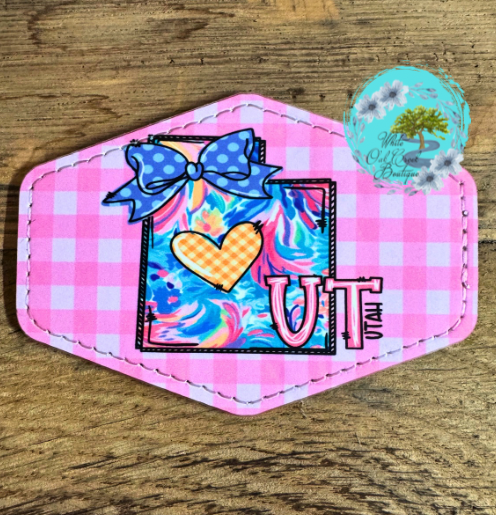 Utah Blue Bow Leather Trucker Hat Patch