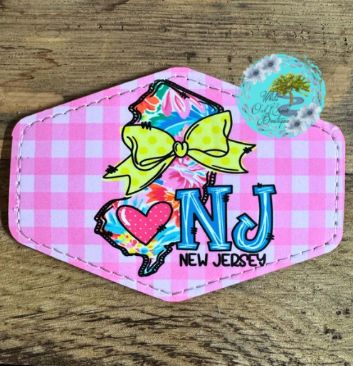 New Jersey Green Bow Leather Trucker Hat Patch