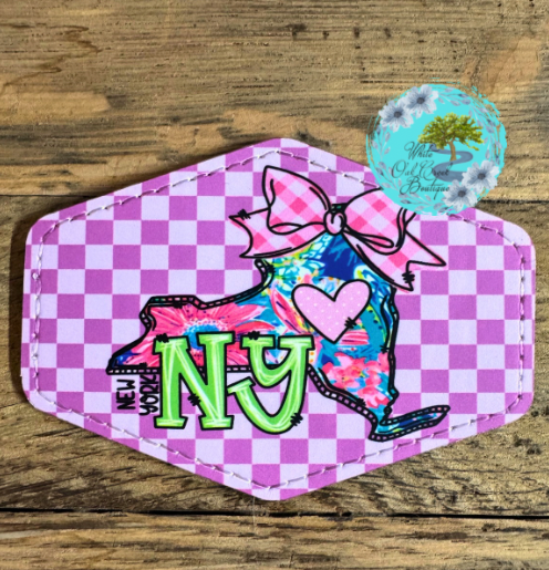 New York Pink Bow Leather Trucker Hat Patch