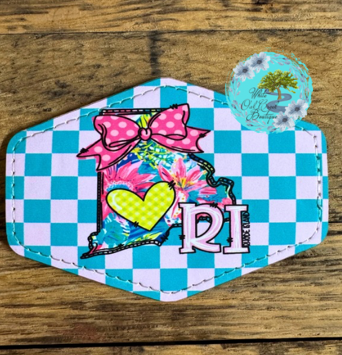 Rhode Island Pink Bow Leather Trucker Hat Patch
