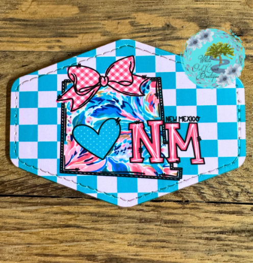 New Mexico Pink Bow Leather Trucker Hat Patch