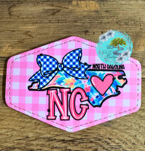 North Carolina Blue Bow Leather Trucker Hat Patch