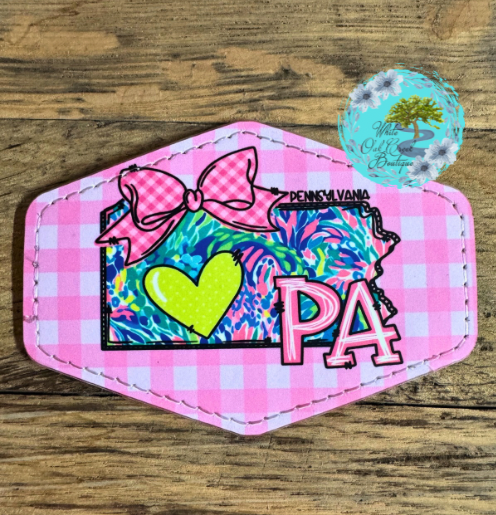 Pennsylvania Pink Bow Leather Trucker Hat Patch