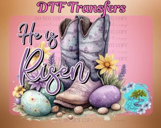 DTF Transfer He is Risen Boots