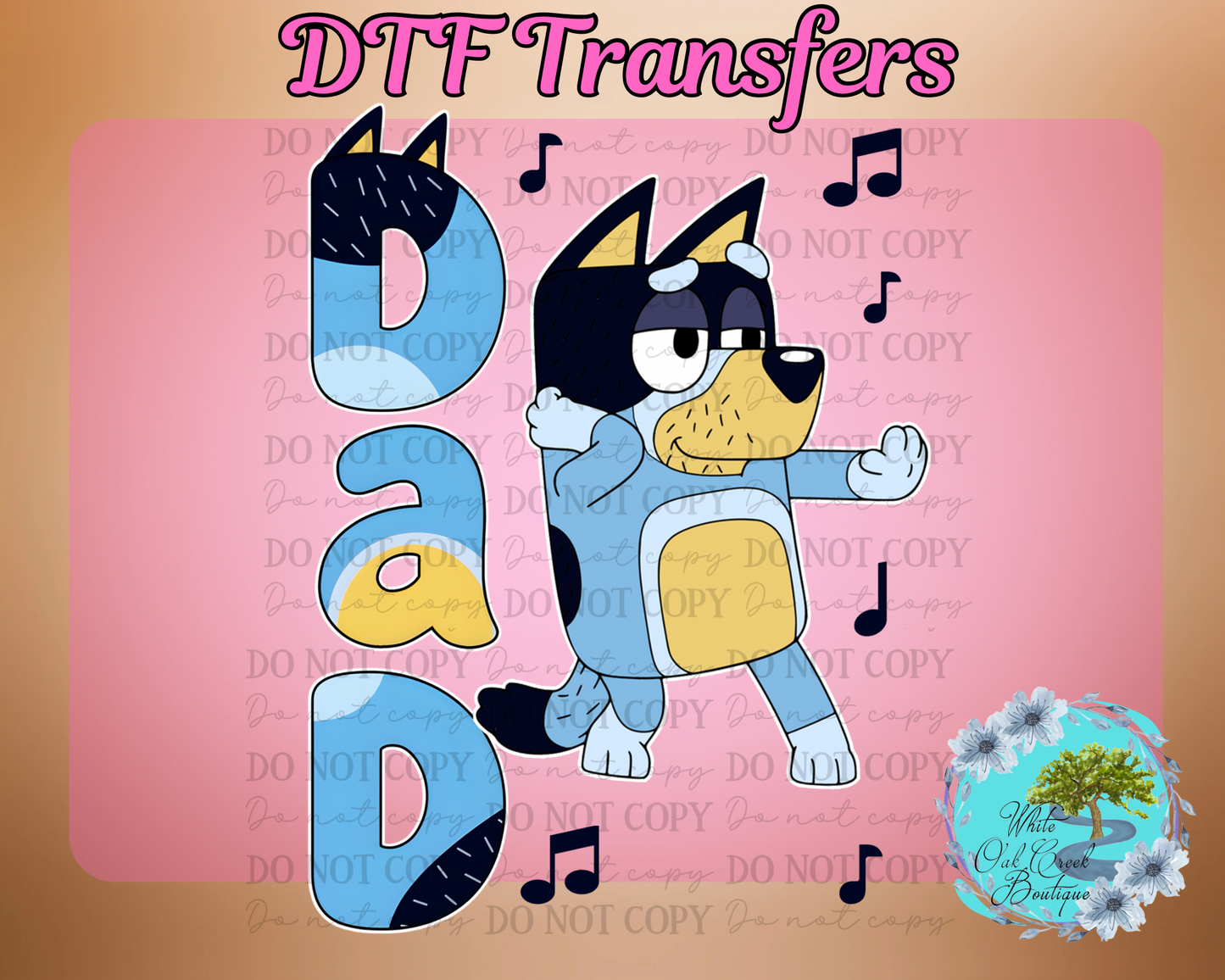 DTF Transfer Blue Dad