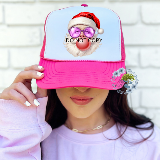 Red Santa Bubblegum HAT DTF Transfer