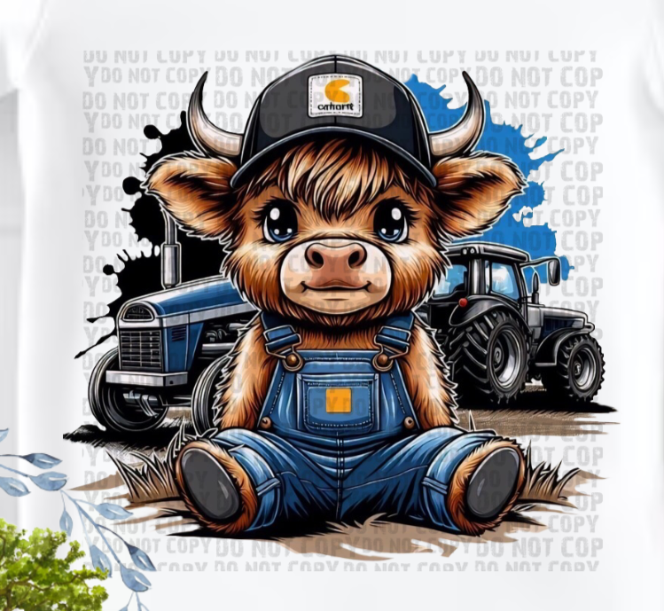 Cow Blue Tractor Boy Onesie Bodysuit