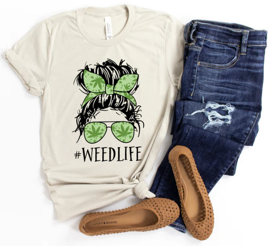 Weed Life Messy Bun T-Shirt