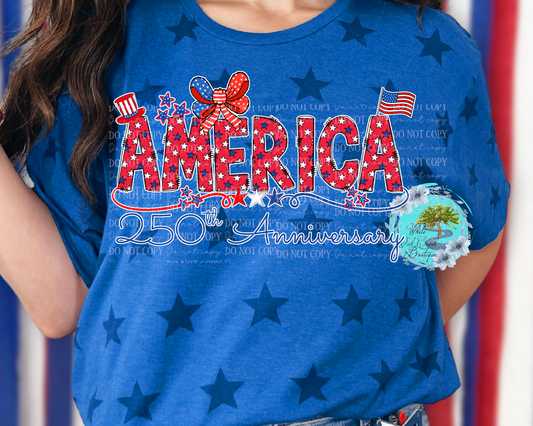 America 250th Anniversary 4th of July Blue Star T-Shirt