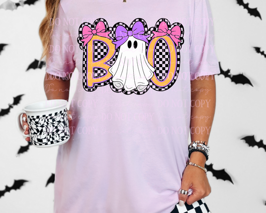 DTF Transfer Boo Checkered Bows