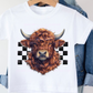 YOUTH Highland Cow Checkered T-Shirt