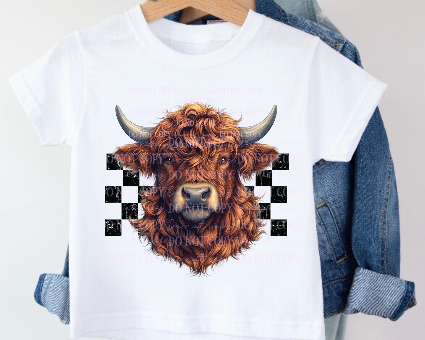 DTF Transfer Highland Cow Checkered