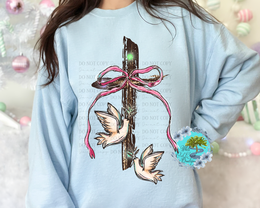 Sweatshirt Cross with Doves