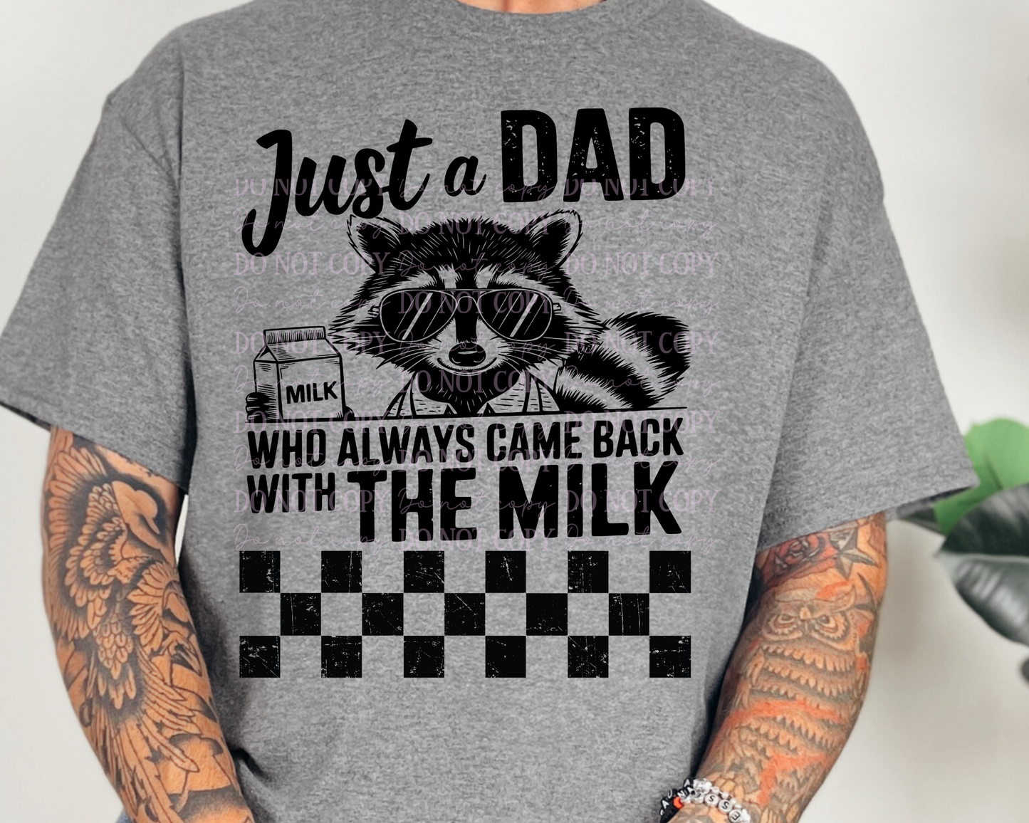 DTF Transfer Raccoon Dad Milk