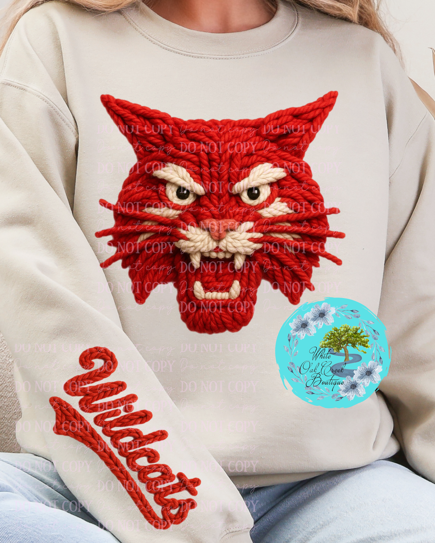 Red Wildcats Faux Yarn Sweatshirt