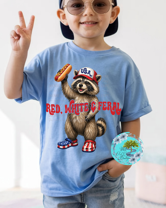 Youth Red White & Feral Raccoon