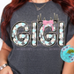 Gigi Camo Blue Deer Antlers Pink Bow T-Shirt