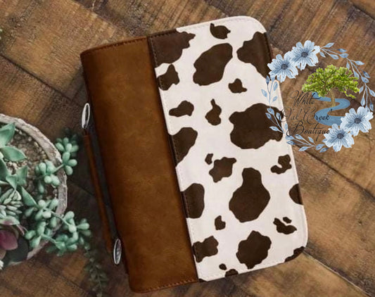 Brown Cow Print Leather Bible Case