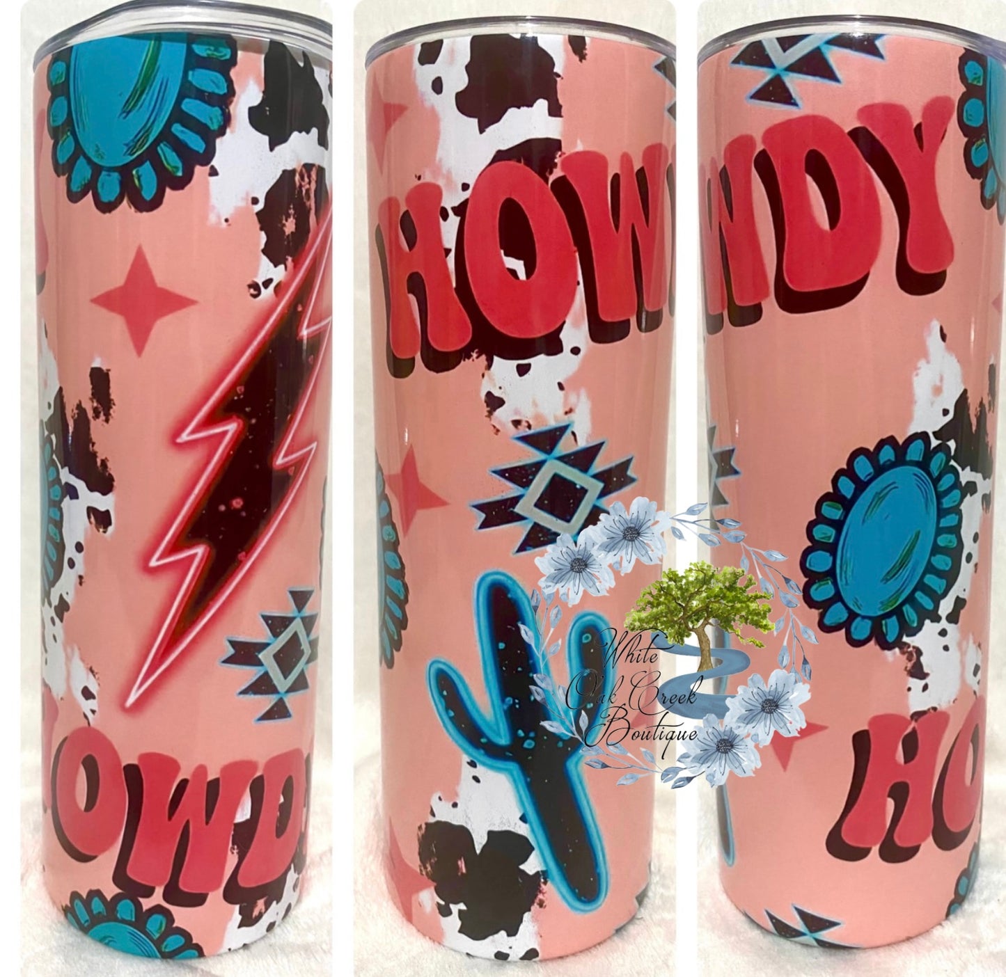 Howdy Pink Blush Retro Tumbler