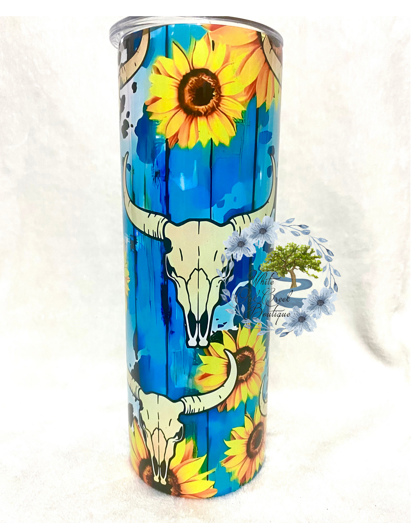 Sunflower Longhorn Skull Tumbler