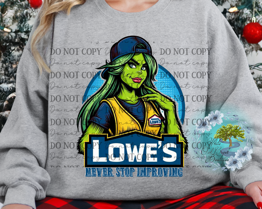 Lowes Female Sweatshirt or T-Shirt Green Guy