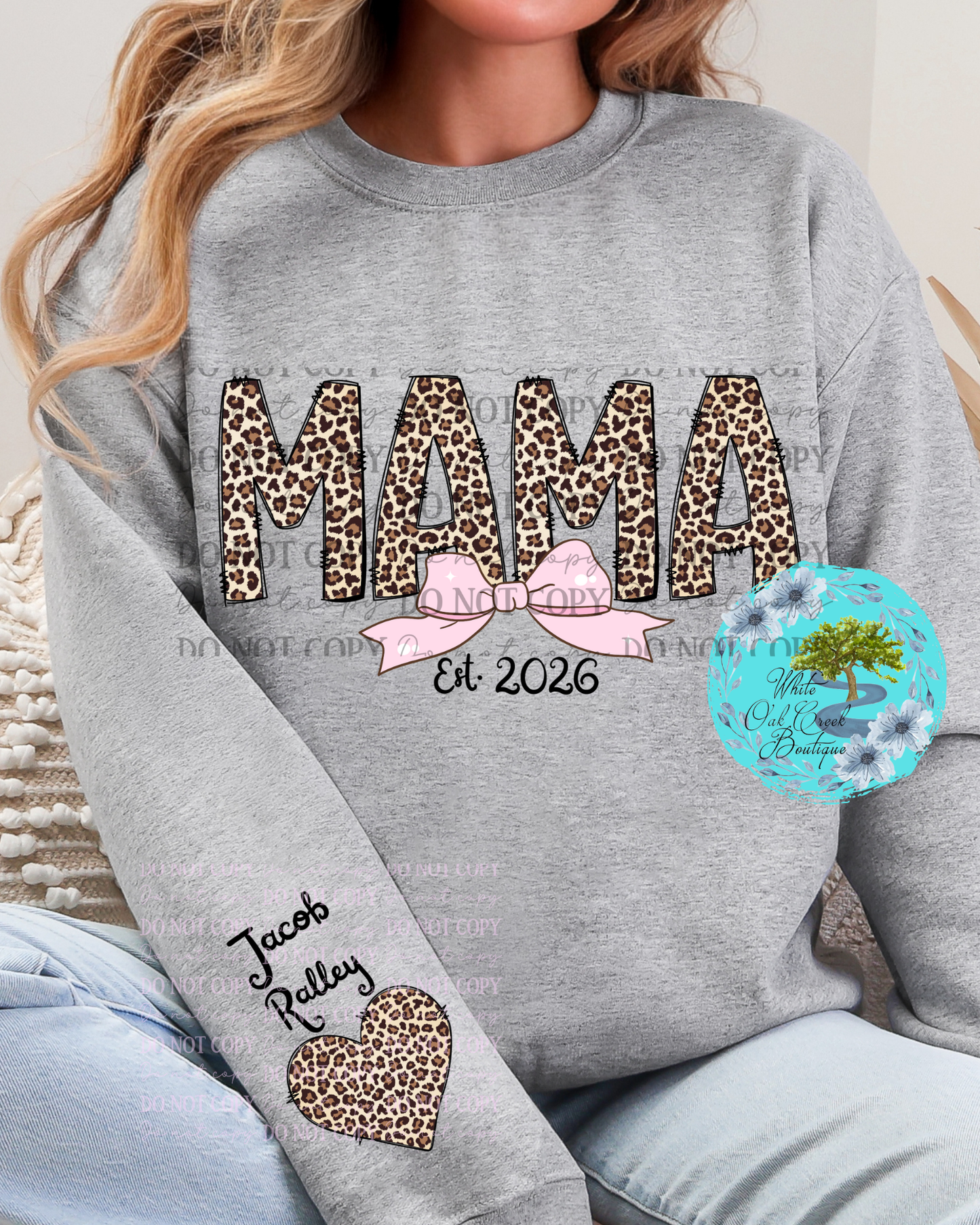 Personalized Cheetah Pink Bow Sweatshirt