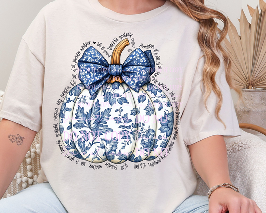 DTF Transfer Paisley Blue Pumpkin