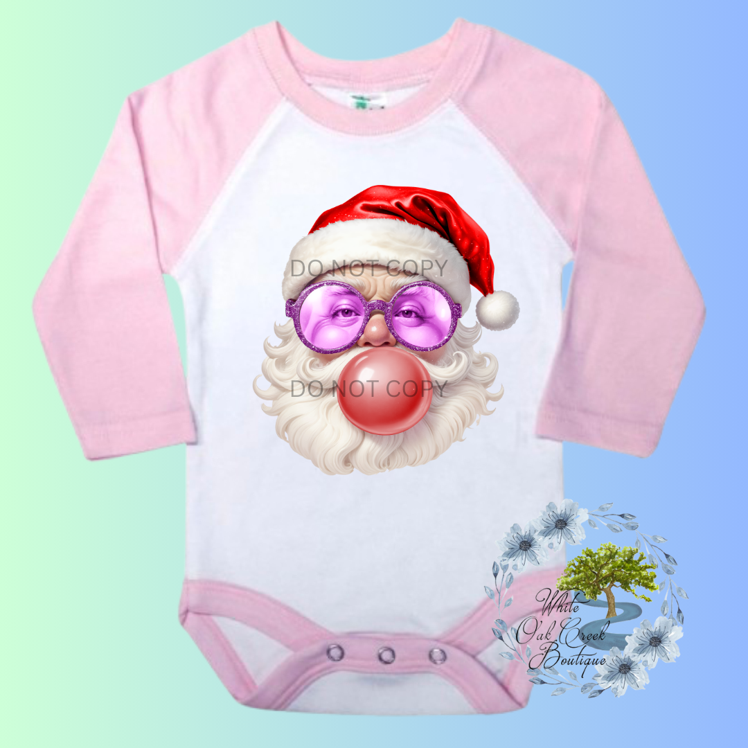 Red Santa Bubble Gum DTF Transfer