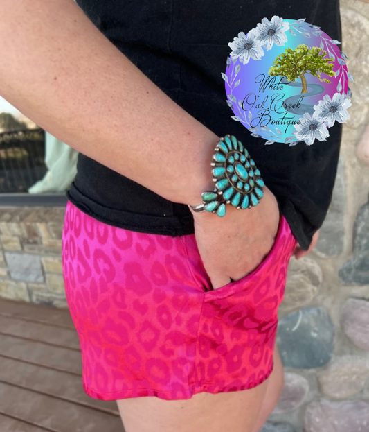 Rose Pink Silkie Cheetah Shorts with Pockets