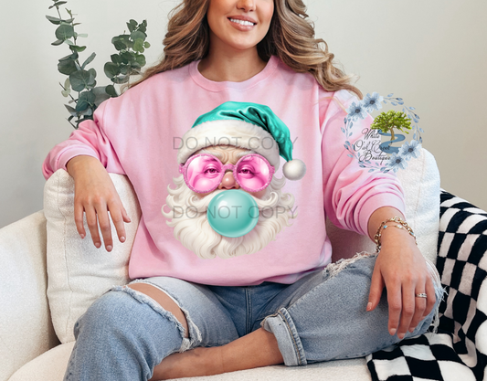 Teal Santa Bubblegum Sweatshirt